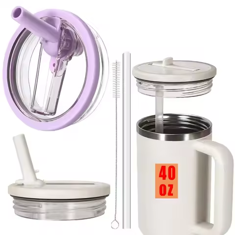 40oz Tumbler Flip Straw Lid Replacement Fit For Stanley Quencher Cup Reusable Tumbler Cover For Stan