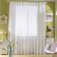 READY STOCK Tree Branch Embroidered Refined Day Curtain Gentle Style for Living Room Backdrop Door Window Treatment