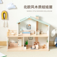 Childrens Wooden Nordic Style Pretend Play Princess Villa Dollhouse Simulation House Furniture Small