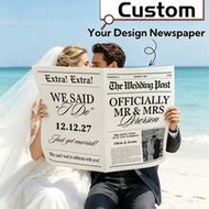 1pc Customized Wedding Newspaper Poster, Personalized Photo & Text Printing, Save The Date Announcem
