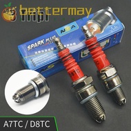 BETTER-MAYSHOW Racing Sparking Plug, 3 Triple Electrode Metal Motorcycle Spark Plug, Replacement A7TC D8TC Dirt Bike Spark Plug GY6 CG 50 70 110 125 150CC Motorcycle