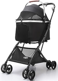 4 Wheels Foldable Cat Dog Stroller with Sturdy Steel Frame and Brake Multi-directional Ventilation T