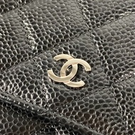 CHANEL AP0250 Quilted CC Matelasse Coco Mark 鏈條皮夾 單肩包 長款 魚子醬皮 女款 黑色