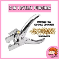 🇸🇬 2 in 1 Eyelet Puncher 5MM for Hang Tag with Eyelet Grommet Leather Paper Board Fabric