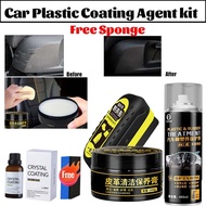 New👍30ML Car Plastic Coating Agent/450ML Plastic Refurbish Spray/80ml Leather Polish Brush/100g Inte