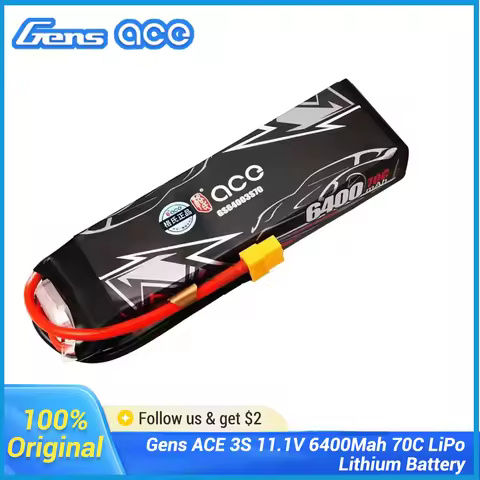 Gens ACE 3S 11.1V 5200mAh/ 6400Mah/ 2S 7200mah LiPo Lithium Battery XT60 Plug For Electric Remote Co