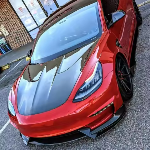 For TESLA 17-19 Model 3 AD-Style Front Splitter Front Lip with Drill-Free Canards Scratch-Resistant 