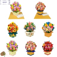 RAFEP With Envelope Flower Greeting Card Postcard Surprise Gifts Floral Box Exquisite Paper Flowers 3D Pops-up Bouquet Mothers Day
