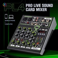 Live Sound Card Mixer Console PL4 PRO 4 Channel DSP Effects Professional with Bluetooth USB Interface for Music Lover Easy Install Easy to Use