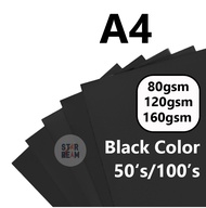 A4 Black Colour Paper/ Kertas A4 Hitam (80g - 50s) (120g - 100s) (160g-100s)