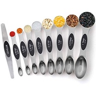 Stainless steel measuring cups, spoons, forks, set of 9