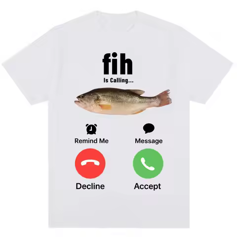 Fun T-shirt Fih Is Calling Meme humorous and fashionable T-shirt for men high-quality casual 100% co