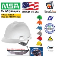 MSA V-Gard Slotted Safety Helmet Staz-On Suspension PSB Approved (Standard Size M)