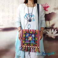 YRBWDYZDH Women Shoulder Bag, Fashion Hmong Tribal Ethnic Message Bag, Thai Indian Boho Tassels Vint
