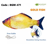 BGM-471 Simulation Fish Electric Swing Jumping Moving Fish Pet Cat USB Electric Toy - Gold Fish L28c