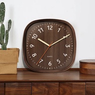 Square Retro Clock New Style Liv Room Mute Wall Clock Japanese Style Log Grain Modern Simple Househo