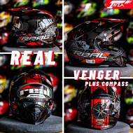 REAL HELMETS รุ่น REAL VENGER PLUS COMPASS หมวกกันน็อคเต็มใบ ทัวร์ริ่ง วิบาก มีแว่นด้านใน 2 ชั้น (พร