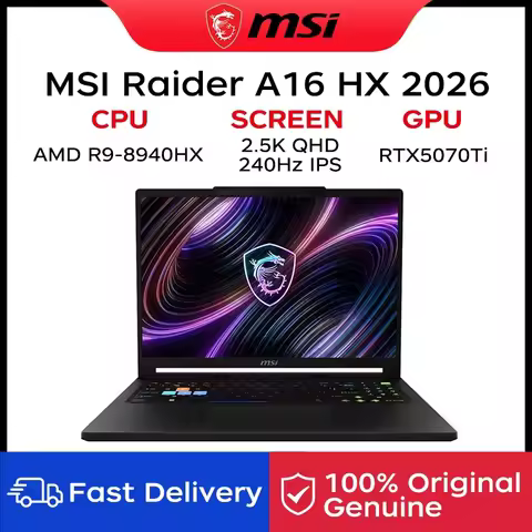 2026 MSI Raider A16 HX Gaming Laptop 16 Inch 2.5K QHD 240Hz IPS Screen Netbook AMD Ryzen R9-8940HX 1