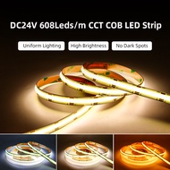 5M/A roll  High Density 608Leds Dimmable Dual Color LED Strip DC12V 24V Stair Linear 8mm 10mm Wide S