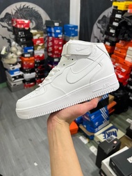 Nike 耐克 Air Force 1 純白中高幫休閒板鞋 男女同款 內置氣墊 百搭增高 工廠新批次 36-45碼