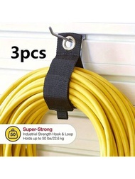 含有掛鉤和環狀抽繩的3入組延長線整理掛勾,電線捲線器,用於電線,軟管和繩索的索帶,適用於家用,房車和車庫存儲和整理