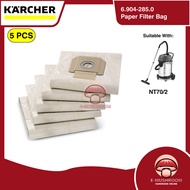 Karcher Paper filter bags, 5 x , NT 48, NT 65, NT 70, NT 72, NT 75, NT 80, Wet Vacuum 6.904-285.0