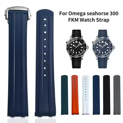 New Original Design For 20mm Omega Seamaster 300 FKM Rubber Strap FDA-Approved Fluoroelastomer Multi
