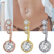 จิวสะดือ Belly Button Nail Inlaid With Zircon Round Belly Button Ring Three Zircon