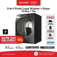 [New] 3-in-1 Proflex Front Load Washer Dryer Combo | 4 Ticks | ES-FW10D7PAS (10.5kg/7kg) | (12.5kg/8