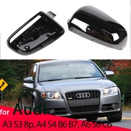 Replacement Carbon Fiber Style Black Rearview Side Mirror cover Caps for Audi A3 S3 8P 05-08 A4 S4 B