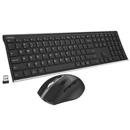 2.4G Wireless Keyboard and Mouse Combo Stainless Steel Ultra Slim Full Size Keyboard Keyboard and Er