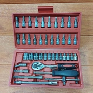46PCS FULL SET HARDWARE CAR Chrome Vanadium RATCHET WRENCH SPANNER SOCKET SCREWDRIVER REPAIR HAND TO