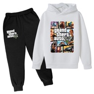 GTA5 Áo Nỉ Dài Tay Lông Cừu Thu Đông Áo Chui Đầu Quần Nỉ Bộ Đồ Áo Len Áo Hoodie Và Quần Hoạt Hình Co