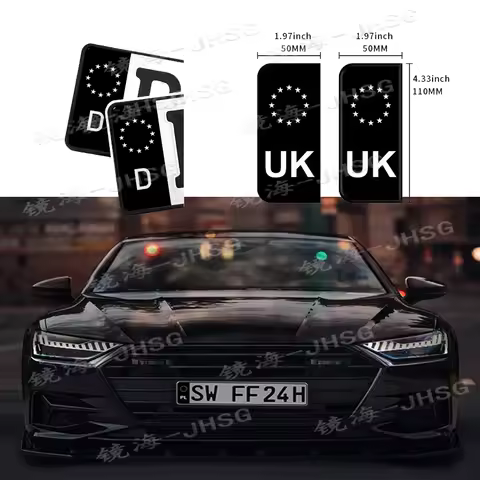 2 X License Plate Sticker E GB NL PL DK CZ SK EU Live Movie Black Car Trailer Caravan Bus Suitable f