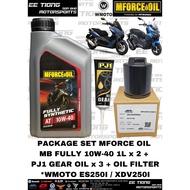 PACKAGE SET - MFORCE OIL MB FULLY 10W-40 ENGINE OIL 1L x 2 + GEAR OIL x 3 + OIL FILTER FOR WMOTO ES2