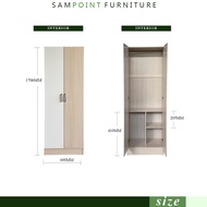 Almari 2 pintu -Sampoint 2 Door Wardrobe~Almari Baju 2 Pintu~Size Width 60cm X High 1706cm~With Draw