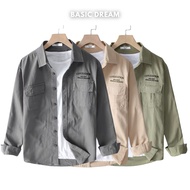 Basic khaki shirt with high quality khaki fabric - Nice form shirt for men and women with 2 pockets 