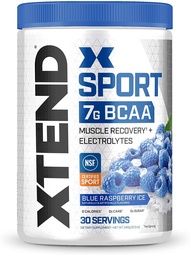 Scivation XTEND Sport 7g BCAA Powder Blue Raspberry Ice (30 Servings) - Electrolyte Powder for Recovery &amp; Hydration with Amino Acids SUGAR-FREE 0 CARB 0 Calolies บีซีเอเอ กรดอะมิโน กล้ามเนื้อ Postworkout