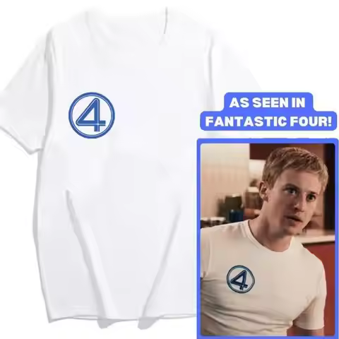 Four Shirt Fantastic 4 Logo T-Shirt First Steps Johnny Storm Human Torch Tees Reed Richards MCU Merc