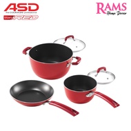 ASD 5 Pcs Aluminium Die Cast Nonstick Cookware Set - Titan Red