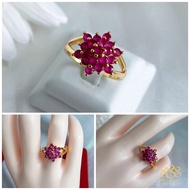 แหวนทับทิม ( 066 )  แหวนทองชุบ แหวนทองไมครอน แหวนเพชร CZ แหวนพลอยชมพู แหวนสวย แหวนพลอย พร้อมส่งเบอร์ 6  7 และ 8 และขนาดฟรีไซร์