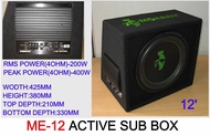 MOHAWK 12' INCH INCI ACTIVE SUBWOOFER WITH BOX 400W MAX POWER ME PERFORMANCE SERIES ME-12ASB