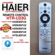 【Free Battety】Haier 4K UHD Google TV Remote Control With Voice Function HTR-U33G For H65K85FUX / H75