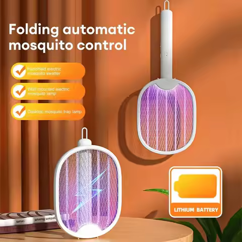 Electric Foldable Mosquito Killer Fly Swatter Trap USB Rechargeable Mosquito Racket Insect Killer wi