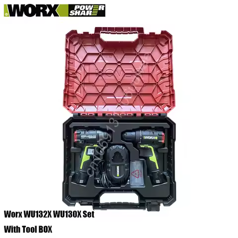 Worx Combol Set with Tool Box Cordless Impact Screwdriver Drill WU129 WU130X WU132 WU132X Brushless 