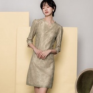 【MEDUSA】金絲緹花中式小盤釦禮服洋裝(M-2L) | 小禮服 媽媽禮服