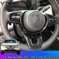 Vtear For Honda HRV 2021-2023 / VEZEL 2022 2023 HR-V H-RV Auto ABS chrome plated accessories Car steering wheel decorative sequins ( Silver Red Carbon Wood grain black )
