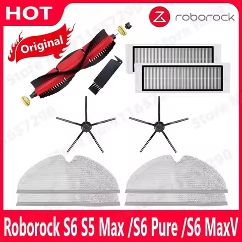 Original Roborock S5 Max / E4 / E5 / S45 Max / S6 MaxV Detachable Main Brush Silicon Side Brush Wash