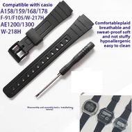 Sweatproof 18mm Silicone Watch Band for A158 A159 A168 AE1200 W218 F91W Watch Strap Replacement