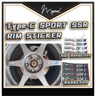 READYSTOCK]1SET 4PCS High Grade RIM Sticker Reflective TYPE-C RS SSR rim replacement sticker Type-C 